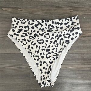 Aerie Black and White Leopard Swim Bikini Bottoms